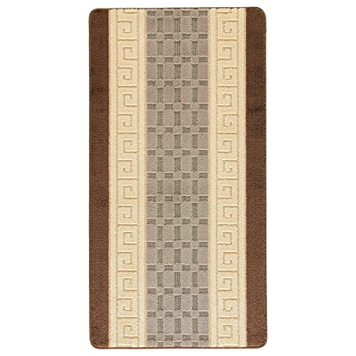 Alfombra antideslizante resistente al agua con respaldo de gel fuerte para puerta delantera o trasera para interior y exterior, extra grande, larga y estrecha (parte trasera de gel, beige y marrón, 80