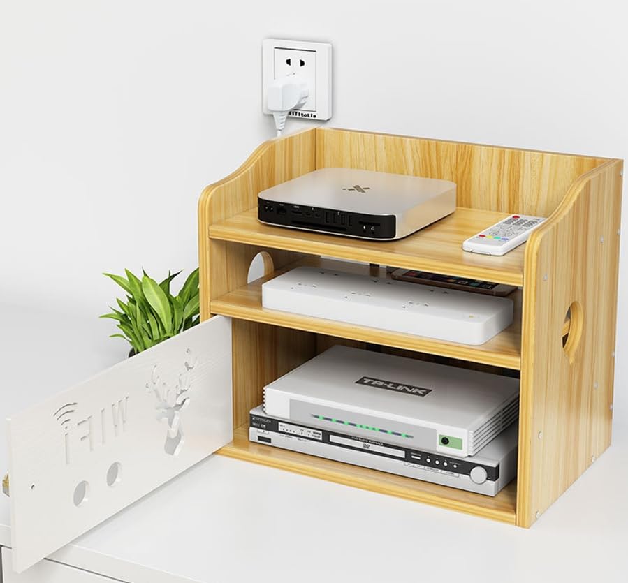 Wireless Router Wifi Box,Meuble Tv éTagèRes Murales De Grande Capacité Wifi BoîTe De Rangement,Bois Tablette Murale Hanging Plug-Board Support BoîTe De Rangement Organisateur,Cache Box Internet