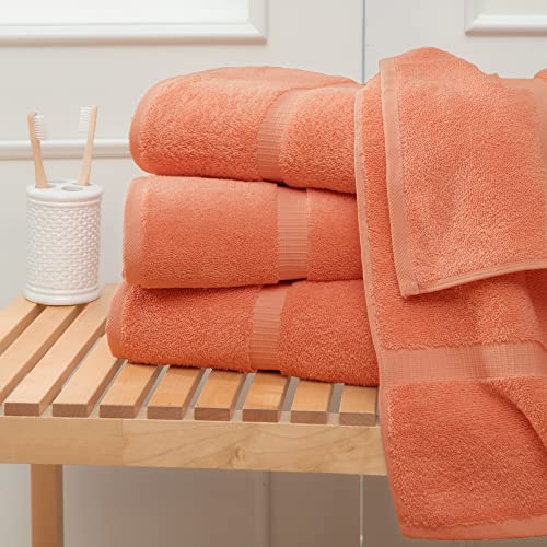 Towel Bazaar Premium Turkish Cotton Super Soft And Absorbent Towels (6-Piece Towel Set, Coral) #TOP3