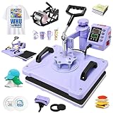 AKEYDIY Upgraded Heat Press Machine 5 in 1 Combo,Digital Multifunction Shirt Press Machine for T Shirts12 X15 Sublimation Machine 360-Degree Swing Away Dual-Tube Heating for DIY T-Shirts Cap & Mugs