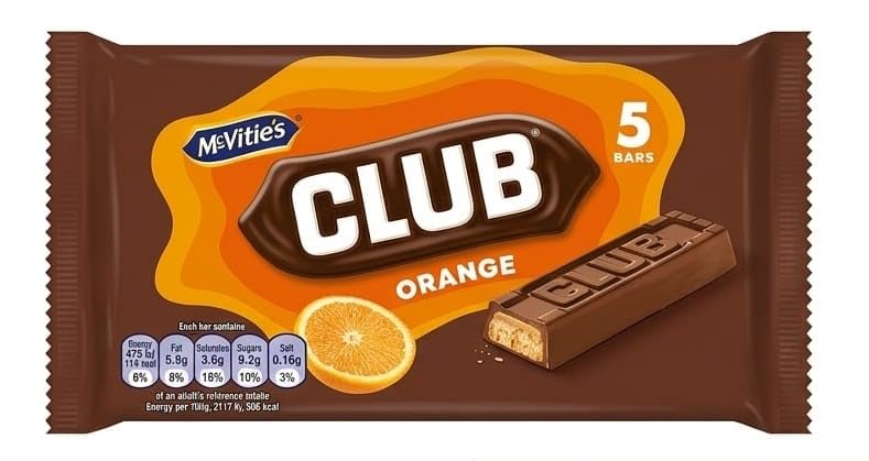 McVitie's Club Orange Chocolate Biscuit Bars, Orange Flavour, BY FEBORA, 5 Bars per Pack, 110G-image-33