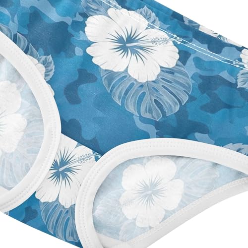 Toddler Underwear Floral 2t Cotton Girl Panties Cute Artistic Briefs Girls Undies White Flowers Blue Camouflage4
