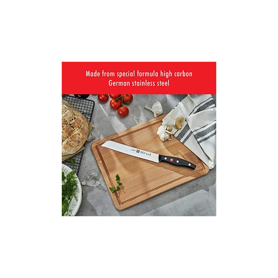 ZWILLING Twin Signature 8-inch Bread Knife, Cake Knife, Razor-Sharp, Made in Company-Owned German Factory with Special Formula Steel perfected for almost 300 Years, Dishwasher Safe,Black