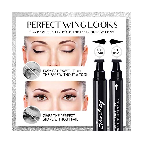 SHARLOVY Black Eyeliner Stamp Wingliner-Winged Eyeliner Stamps for Perfect Wing Cat Eyes Stamp Eyeliner, long Lasting Liquid Eyeliner Waterproof Smudge Proof 10MM