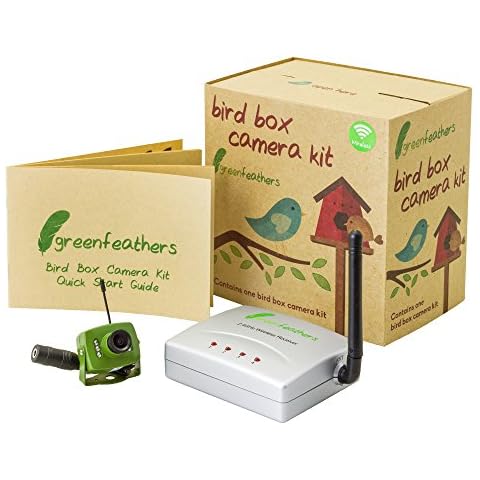 Green Feathers Wildlife Wireless Bird Box SD 700TVL Camera with Night Vision, Wireless Receiver and Wide Angle Lens, Includes 5M Power Extension Cable… Cover