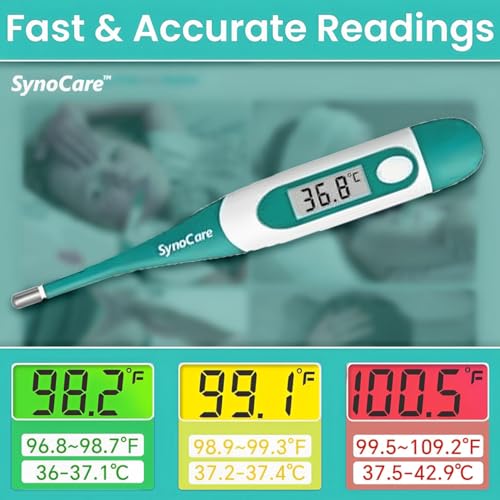 Image of Waterproof Flexible Digital Thermometer, Quick & Instant Measurement of Oral & Underarm with Accurate Temperature in Celsius & Fahrenheit | Thermometer for Adults, Kids & Babies (Pack of 1)