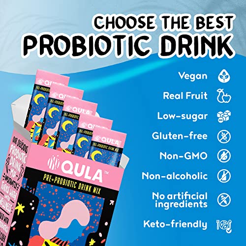 Qula Kombucha Powder, Live Probiotic Prebiotic Drink Mix, Real Fruit Fiber, Apple Cider Vinegar, Travel Friendly Gut Health, Gluten Free, Alcohol Free, No Added Sugar-Electric Berry And Shapeshifter ( #TOP6