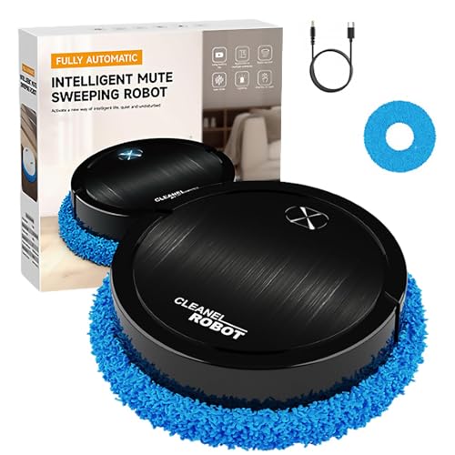 Automatic Vacuum Cleaner Robot Intelligent Sweeping Robot Vacuum Cleaner, Automatic Mini Home Automatic Robot Rechargeable Cleans Hard Floors for Daily Cleaning, Pet Hair, Paper Scraps (Black)