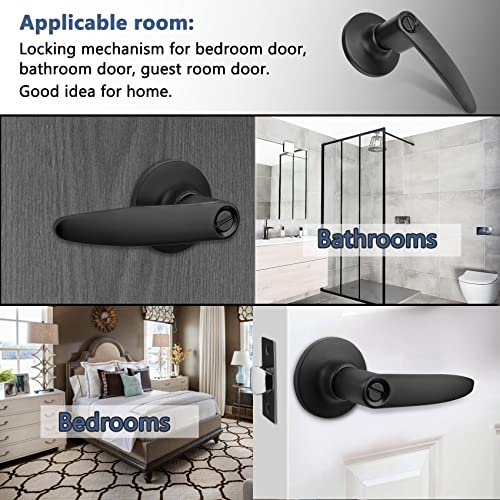 Foinwer 4 Packs Black Door Handle, Straight Door Lever Interior Handle For Bed/Bathroom, Privacy Door Knob With Lock, Left & Right Hand Door Reversible #TOP2