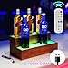 B4Life Liquor Bar Bottle Display Shelf, 2 Tier Real Wood Bar Shelves for Liquor Bottles, Bar Shelf for Liquor, Liquor Shelf for Home Bar Liquor Shelves Bottle Display (LED Lighted Bar Shelf-1)