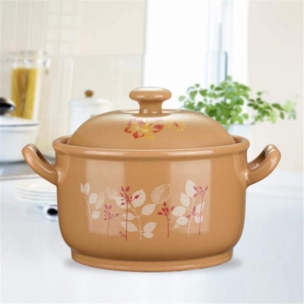 Pentola di Terracotta per la Cottura Classica Casseruola Tonda con Coperchio in ghisa Smaltata Casseruola Tonda in Ceramica Alta Temperatura (5,5 l)