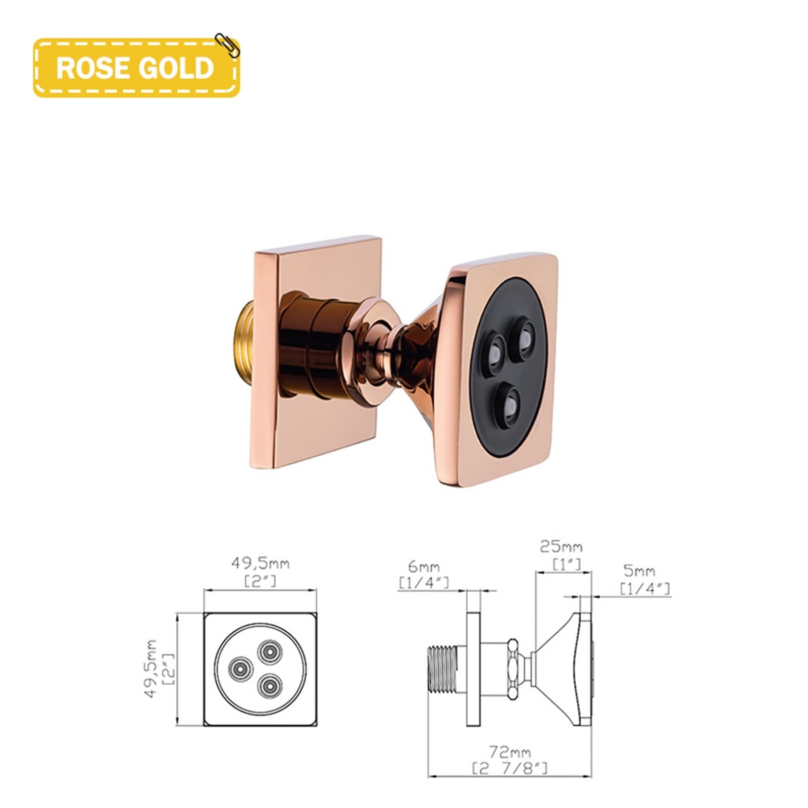 Kwadratowe prysznice spa z czarnymi chromowanymi dyszami do ciała i różowym złotem(Rose Gold, 1 sztuka)