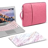 GMYLE MacBook Air 13 Inch Case A1466 A1369 Old Version 2010 2017, Handle Carrying Sleeve Bag, Keyboard Cover 3 in 1 Set (Pink Marble & Pink)