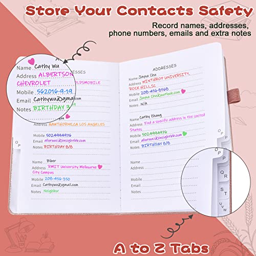 Yhcfly Address Book With Alphabetical Tabs, Pu Leather Password Keeper And Telephone Book Address Organizer Record Contacts, Anniversaries, Birthdays - 5.3"X7.7" Rose Gold #TOP2