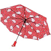 Hello Kitty Apples Umbrella, Compact Auto Open and Close, Durable Frame, Matching Sleeve, Red