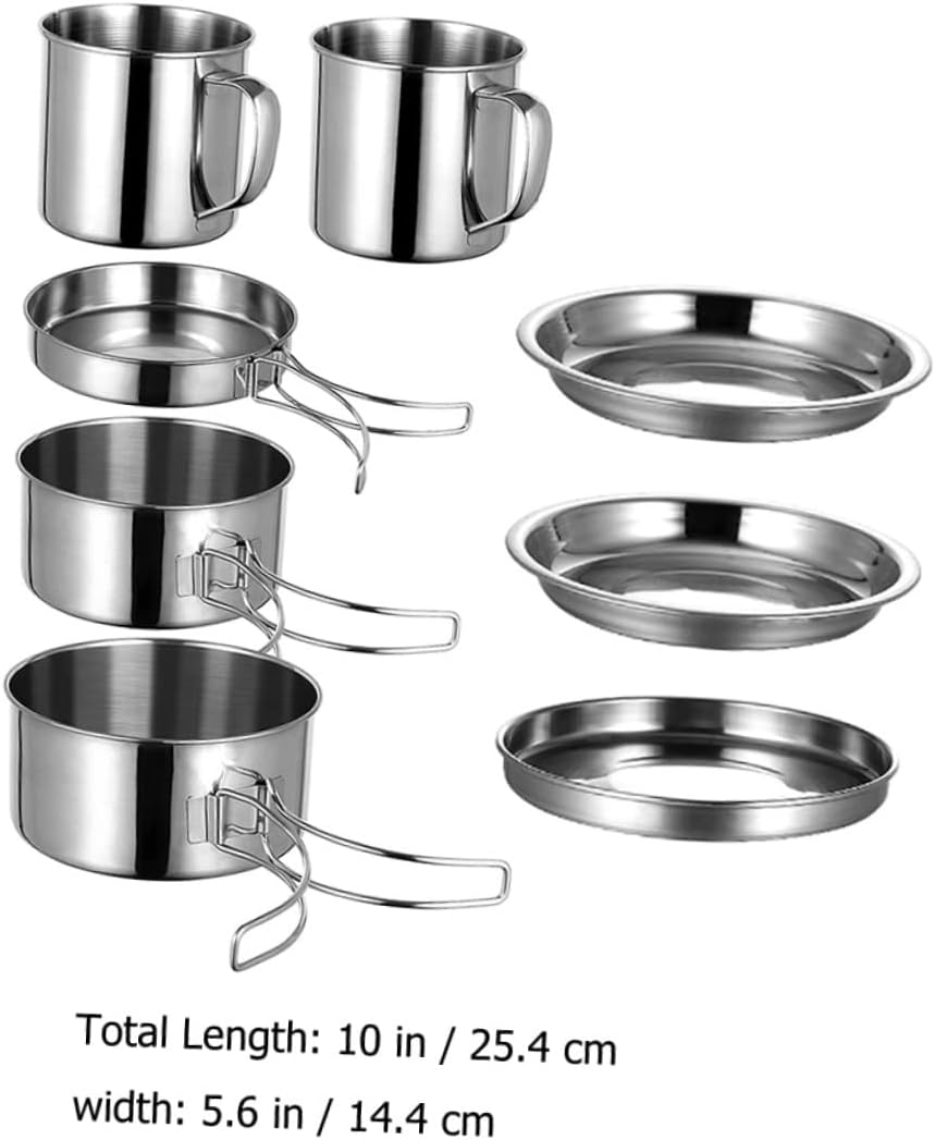 Lightweight Camping Cookware Portable Cookware Kit Stainless Steel for Backpacking Food