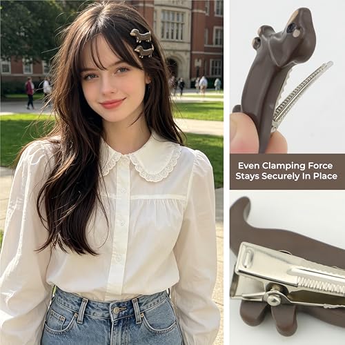 Pinza para cabello 3D perro salchicha de resina miniatura 2
