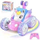 Macchina Telecomandata Bambini, Giochi Unicorno Bambina Bimba 3 4 5 6 7 8 Anni Monster Truck Auto Radiocomandata Acrobatica con Luci Giocattoli Macchinina RC Car Gioco Regalo Compleanno Natale