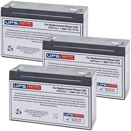 Set of 3, 6V 12Ah F2 Sealed Lead Acid Replacement Battery Set for Tripp Lite SmartPro 120V 1.05kVA 705W SMART1050 by UPSBatteryCenter®