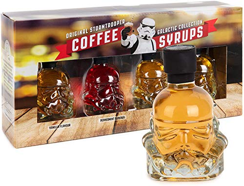 Stormtrooper Sirops pour Cafés, Saveurs : Vanille, Menthe Poivrée, Caramel, et Noisette. Kit de 4.