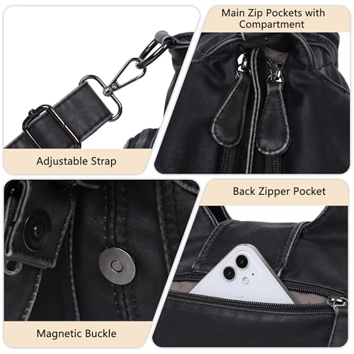 Image of Angel Kiss Hobo Bags for Women Vegan Leather Shoulder Purses and Handbags Ladies Roomy Tote Bags Purse with Crossbody Strap