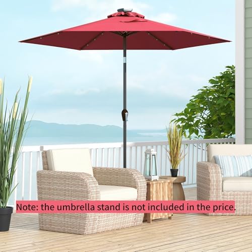 TolleTour Ombrellone 350cm incl. LED Ombrellone da giardino girevole a 360° Ombrellone da terrazza Ombrellone da mercato Ombrellone da spiaggia - con LED - Rosso