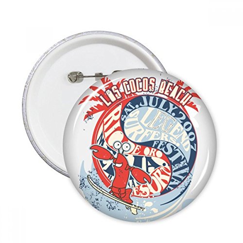 Badge homard bouton vêtements pins rond M motif décoration marine multicolore