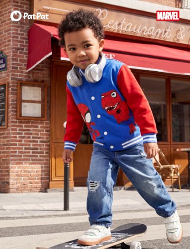 Image of Disney Marvel Bomber Jacket Spider Man Toy Story Cars Varsity Cardigan2-13Y | Officially Licensed Snap Button Coat,Fall Star Wars Graphic Cloth Top,Hulk Venom Stitch Mickey Lightning Mcqueen Kids Apparel
