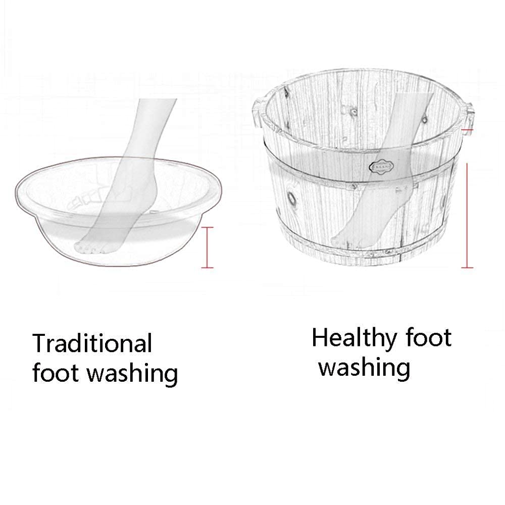 Wiadro do kąpieli z naturalnego drewna, umywalka do pedicure, wanna do kąpieli stóp, beczka do stóp, pedicure dla dorosłych, pogrubienie z litego drewna, 40 cm, kąpiel stóp, kąpiel stóp, spa, sauna,