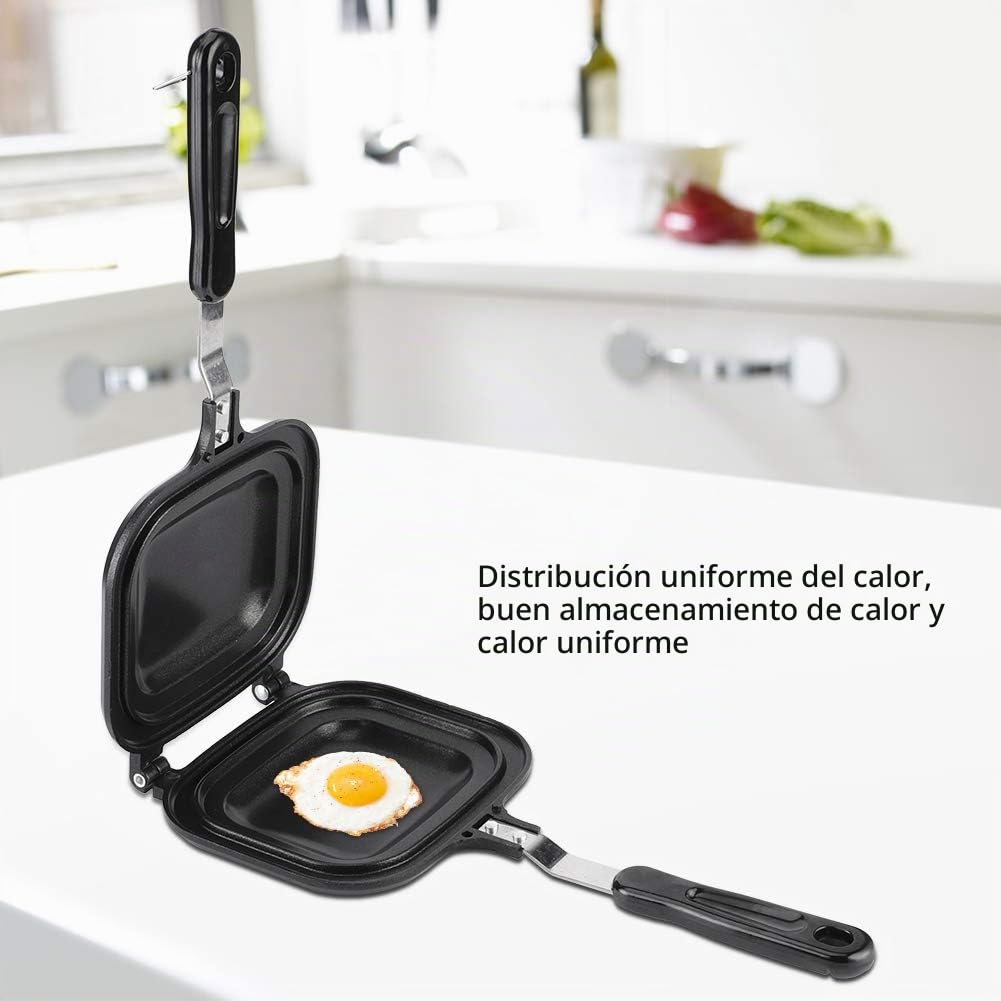 Alvinlite Sandwichera Caliente, para Estufas De Gas, A La Parrilla Crujiente, Simple, Aluminio, 14.4" X 6.3" X 1.4" (Largo X Ancho X Alto) (36.5 X 16 X 3.5 Cm), Negro, Exterior, Camping