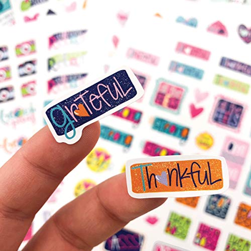 330 Planner Stickers - Grateful Heart Collection, Daily Thankfulness, Awesome Days For Gratitude Journals & Bullet Journaling, Happy Hearts, Travel, Beach, Good Times, Like A Boss, Sweet Life #TOP4