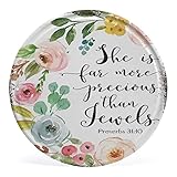 31:10 Blumen-Bibelvers antiker Bibelvers rustikales Schild christliche Wandkunst, rundes Metall-Blechschild, Dekoration für Festivals, Geschenke für Freunde, Familie, Retro-Bauernhaus, Heimdekoration