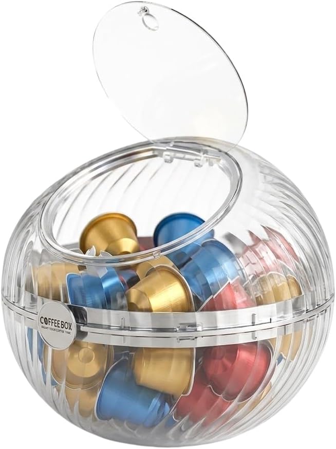 Coffee Pod Holder – 8.4×7.5 Inch Clear Acrylic Storage Box Organizer for Nespresso VertuoLine, K-Cup, Tea Bags, Candy – Countertop Container for Kitchen, Desk & Vanity