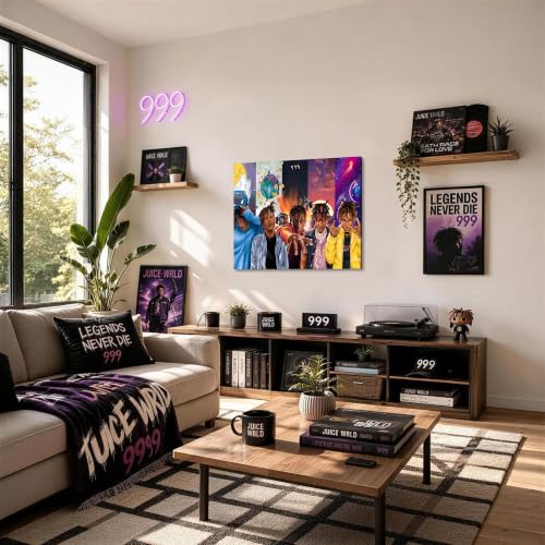 Image of Juice WRLD Canvas Wall Art, Rapper Collage Poster Print, Hip Hop Music Artwork for Bedroom Studio Gaming Room Decor, Vibrant Album Cover Picture Print Framed Music Wall Painting 16X20