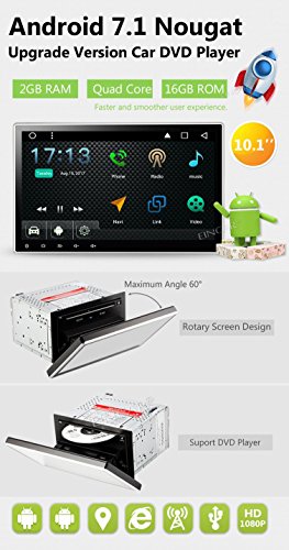 10.1" Universal Android 7.1 Nougat System 2GB Car Stereo Head Unit 2 Din Car GPS Navigation Touch Screen Bluetooth 1080P Video Music Car Radio Audio System with Mirrorlink WiFi USB Support DVR OBD2 - Thumbnail 2