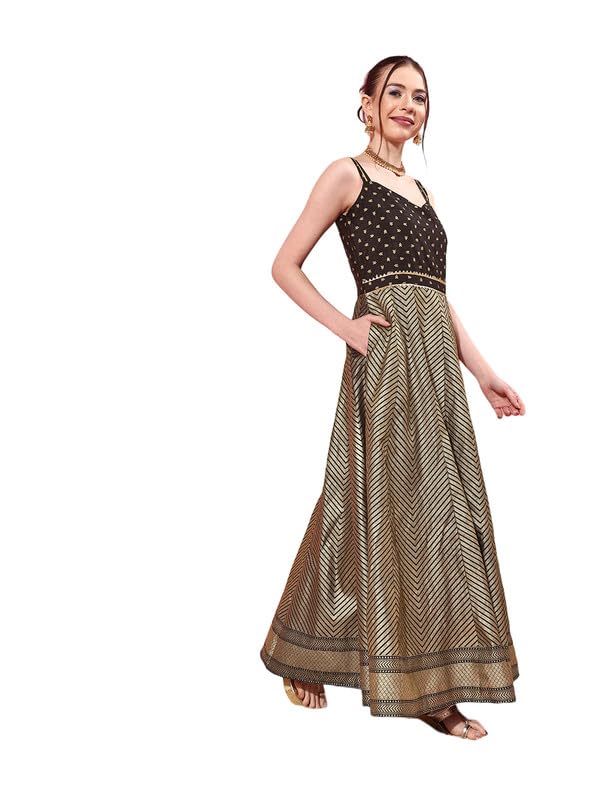 Image of Ahalyaa Chevron Printed Maxi Ethnic Dress
