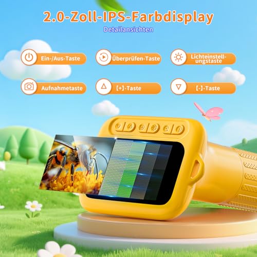 SKYBASIC Digitales Kindermikroskop, 1000-facher Zoom, 2,0-Zoll-LCD-Bildschirm, STEM-Lernspielzeug-Wissenschaftsset… – Ansicht 2