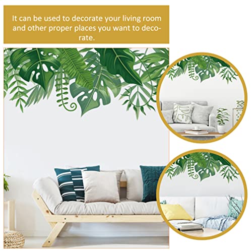 FOMIYES Large Green Leaf Wall Decals Tropical Plant Leaves Wall Decal Peel and Stick Removable Monstera Leaf Window Stickers for Kids Bedroom Nursery Playroom Jungle Party Decor - Image 3