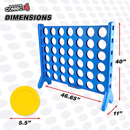 Image of Connect 4 Giant Edition Game - 4-Foot Jumbo Classic Four-in-a-Row Family Fun - Indoor & Outdoor Strategy Board Games for Adults & Kids - 42-Count Colorful Discs - Quick Assembly & Slide Release Reset