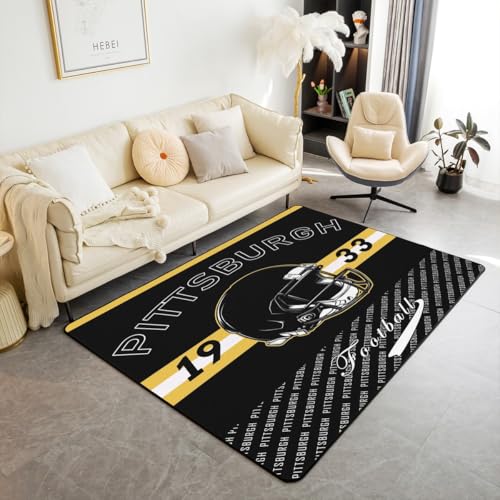 Feelyou Football Area Rug 3x5 Polyester Pittsburgh Living