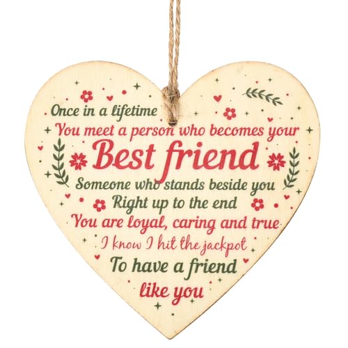 Best Friends Gifts for Women Best Friend Christmas Birthday Gifts for Friends Female Bestie Friendship Bff Gifts for Teen Girls Best Friend Sign for Home Decor Heart Wood Plaques Wall Decor with Saying