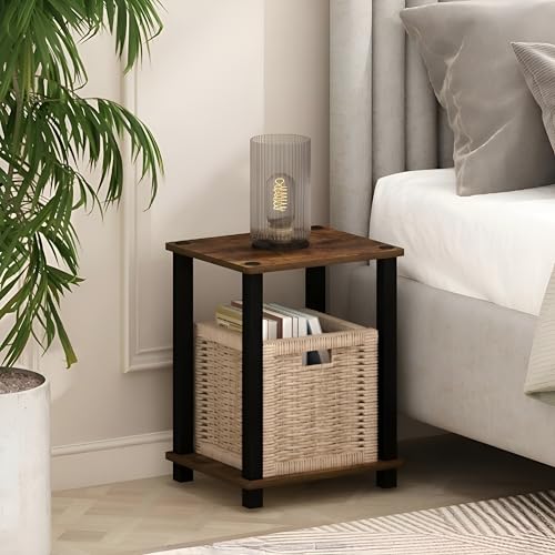 Image of OXMIC 2-Tier Coffee Table with Storage Shelf, Industrial Style, 30x30x40 cm