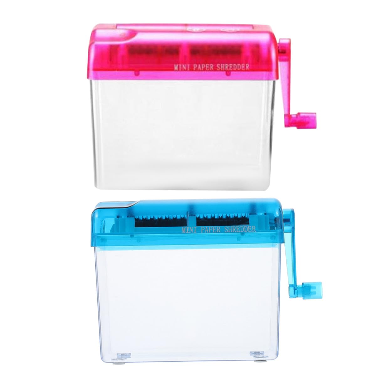 Generico Distruggidocumenti Manuale Portatile da Ufficio Domestico Mini Macchina Distruggidocumenti Compatta Funzionamento a Manovella Set 2 Pezzi Colori Rosa e Blu per Protezione