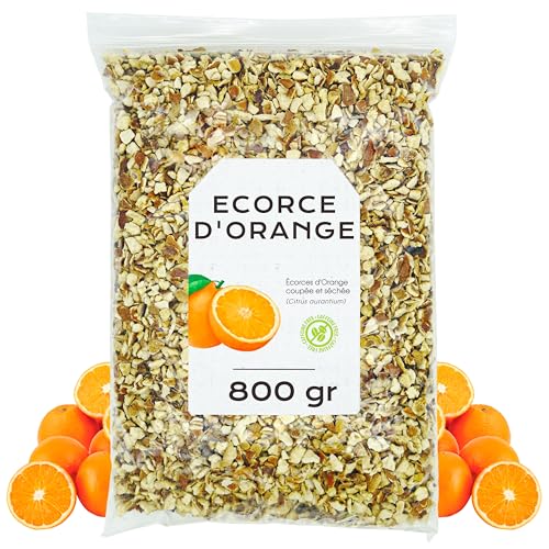 Écorces de Orange 800gr - Séchées et Coupées pour Infusion ou Cuisine - Qualité Alimentaire - Thé en Vrac