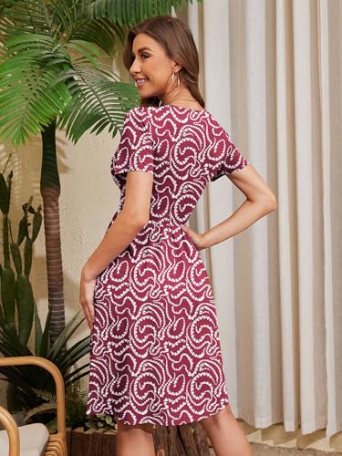 Image of Heymoments Womens Summer Short Sleeve Casual Dresses V-Neck Beach Dress with Pockets S-2XL