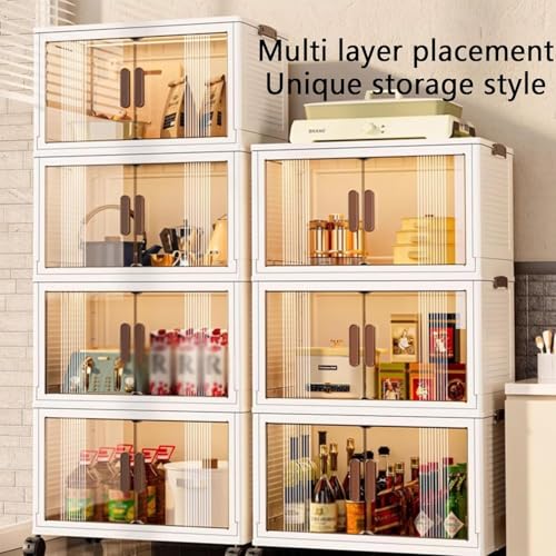 Conteneurs de rangement empilables en plastique à roulettes avec couvercles pour cuisine
