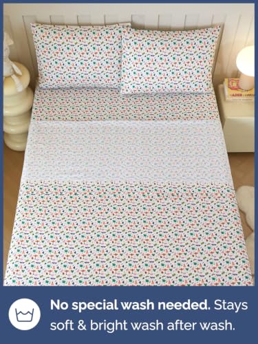 Image of Kids Full Size Bug Bed Sheets - 4 Piece Kids Bug Sheet Set - Garden Insect Bedding - Ultra-Soft, Cute & Cozy - Breathable & Machine Washable - Butterfly Buggy Bed Set for Boys, Girls, Teens & Toddlers