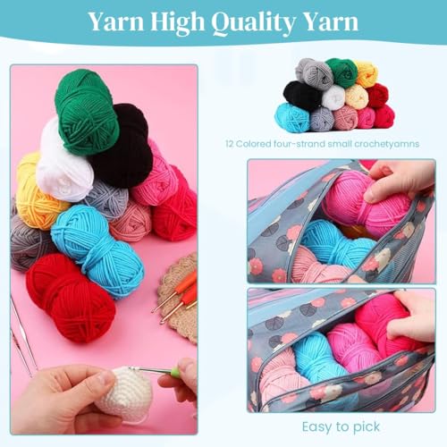 Image of MGNLR 130 Pc Crochet Kit for Beginners Adults with Yarn Set, DIY Tools, Hook & Needle Set, Flower Making, Embroidery & Craft Kit with Tool Bag Home Essential Accessories