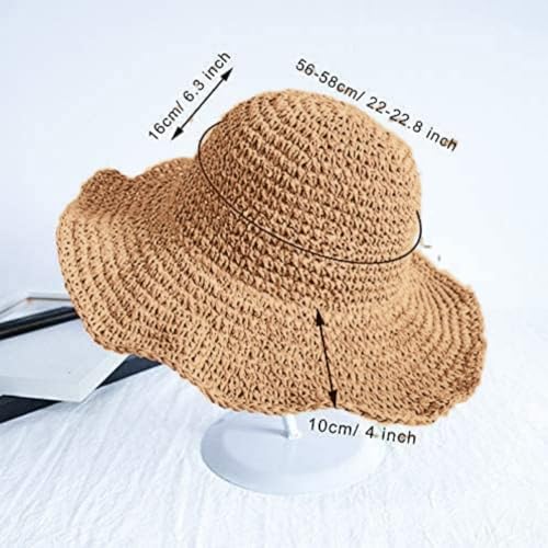 Image of Womens Floppy Straw Sun Hat Packable Wide Brim Summer Beach Hat Foldable Crochet Bucket Hats