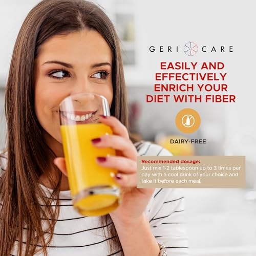 Geri-Mucil Psyllium Powder By GeriCare|4-In-1 Orange-Flavor Psyllium Husk Powder| Daily Fiber Supplement| Sweetened Gluten-Free Fiber Drink Mix| Water-Soluble Husk Fiber Powder For Bowel Movement|13oz